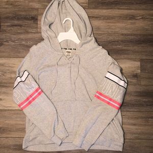 Pink pullover hoodie